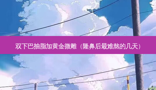 双下巴抽脂加黄金微雕(隆鼻后难熬的几天)-第1张图片-美选资讯网 双下巴抽脂加黄金微雕(隆鼻后难熬的几天)-第1张图片-美选资讯网
