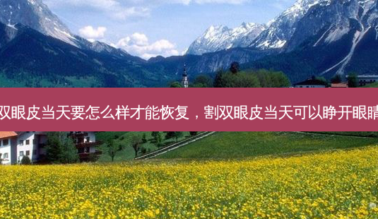 割双眼皮当天要怎么样才能恢复，割双眼皮当天可以睁开眼睛吗-第1张图片-美选资讯网