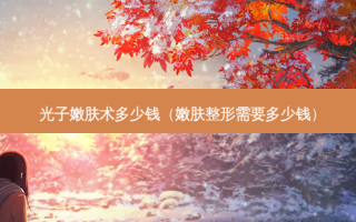 光子嫩肤术多少钱（嫩肤整形需要多少钱）