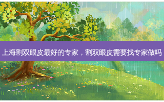 上海割双眼皮 *** 的专家，割双眼皮需要找专家做吗