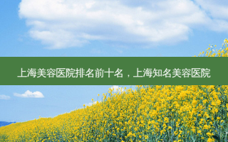 上海美容医院排名前十名，上海知名美容医院