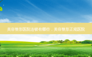 美容整形医院连锁有哪些，美容整形正规医院